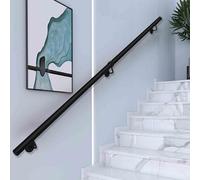 Pasamanos modernos para escaleras, pasamanos de metal de 1, 2, 3, 4, 5 y 6 metros para interiores y exteriores montado en la pared, barandilla de hierro forjado en blanco y negro(Negro,210cm)