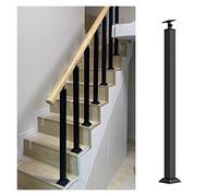 Pasamanos negro con husillos para escaleras interiores y escalones de hormigón, poste de barandilla de montaje en suelo de 75 cm, kit de tornillos fácil de instalar, ideal para lofts y cubiertas de