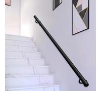 Pasamanos negro para escaleras, barandilla de escalera Pasamanos de soporte de montaje en pared de hierro forjado de metal Barra de seguridad pasillo para decoración - Kit completo(240cm)
