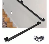 Pasamanos Negro para Escaleras | Barandillas de escalera de hierro forjado de metal para interiores y exteriores | Pasamanos de escalera de seguridad antideslizante con soportes de pared, 30-600 cm (