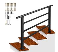 Pasamanos negro para escalones, barandilla ajustable de acero galvanizado, pasamanos de transición para jardín, balcón y terraza, postes de soporte antideslizantes.(C,120cm/47inch)