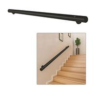 Pasamanos negros para escaleras de 1 a 20 pies para escalones exteriores o escaleras interiores, barra de soporte de seguridad Barandilla de escalera montada en la pared, diseño de tubo redondo ( Size