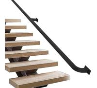 Pasamanos negros para escaleras para interiores y exteriores de 280 cm, kit de soportes de pasamanos de pared, barra de soporte de barandilla de pie