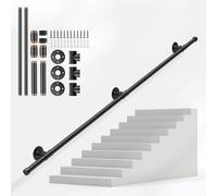 Pasamanos para Escalera, Couleeur Negro Barandilla Escalera Estilo Industrial Profesional, Tubería de Pasamanos y Antideslizante Hierro Forjado para Interiores y Exteriores pared Loft Ancianos(2 M)
