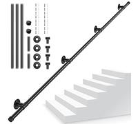 Pasamanos para Escalera, Couleeur Negro Barandilla Escalera Estilo Industrial Profesional, Tubería de Pasamanos y Antideslizante Hierro Forjado para Interiores y Exteriores pared Loft Ancianos(3 M)