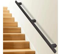 Pasamanos para escaleras, 1m 1,5m 2m 2,5m 3m pasamanos negro para pasamanos de escaleras, pasamanos para escaleras montados en la pared para escalones interiores y exteriores(400cm)