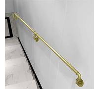 Pasamanos para escaleras de 30 a 600 cm, kit completo, pasamanos dorado moderno para escaleras, kit de soporte para interiores y exteriores, montaje en pared exterior (240 cm)