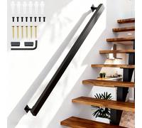 Pasamanos para Escaleras de Metal, Color Negro Mate, Barandilla Escalera, pared interior con soporte de pared y tapas finales, pasamanos para Interiores y Exteriores pared Loft Ancianos (100cm)