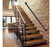 Pasamanos para escaleras de metal, montaje en pared interior/exterior kit de soporte para barandilla de mano, pasamanos de tubería, escalones de escalera, hierro galvanizado industrial - negro ( Size
