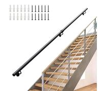 Pasamanos para escaleras de pasamanos industriales para escaleras interiores exteriores, kit de barras de apoyo, rampa redonda de hierro forjado para decoración de hogares(570 cm)