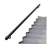 Pasamanos para escaleras interiores, escalones de 80 cm, 100 cm, 120 cm, 150 cm, 180 cm y 200 cm, pasamanos de escalera de metal negro, barra de soporte de pared de hierro forjado, color negro.(570cm)