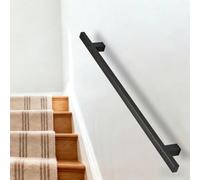 Pasamanos para escaleras interiores y exteriores, barandilla montada en la pared con acabado negro mate, pasamanos de tubería industrial para porche, loft, patio, pasillo(390cm)