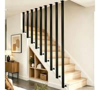 Pasamanos para escaleras interiores y exteriores, pasamanos de metal negro, pasamanos empalmables, postes de barandilla mate, montaje lateral, pasamanos de escalera para áticos, techos (150cm)