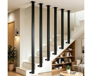 Pasamanos para escaleras interiores y exteriores, pasamanos de metal negro, pasamanos empalmables, postes de barandilla mate, montaje lateral, pasamanos de escalera para áticos, techos (200cm)