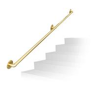 Pasamanos para escaleras moderno kit de pasamanos de escalera dorado | Barandilla de escalera para uso en interiores, pasamanos montado en la pared de hierro forjado (tamaño: 200 cm)