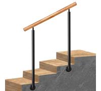 Pasamanos para escalones interiores y exteriores, barandilla de escalera de montaje lateral para pared, pasamanos de transición de hierro forjado de doble poste, se adapta a 2 o 3 escalones(60cm)