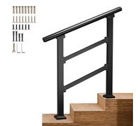 Pasamanos para exteriores de 1-3 escalones barandilla de acero galvanizado ajustable de transición pasamanos de escalera de 2 barras transversales barandilla de entrada de casa(C,60cm/24inch)