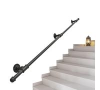Pasamanos Pared Pasamanos Negros De 30-600 Cm For Escaleras, Rieles De Barandilla Antideslizantes, Riel For Ropa De Tubería Industrial, Barandilla De Escalera(16.4ft/5m)