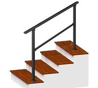 Pasamanos resistente para escaleras exteriores, barandilla de escalera de acero galvanizado negro para montaje en suelo, pasamanos de transición ajustables para jardín(A,60cm/24inch)