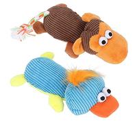 Pasamer Dog Squeaky Toys, Pet Dog Squeak Chew Toy Soft Plush Duck Monkey Sound Toys para Entrenamiento De Perros 2pcs/Set