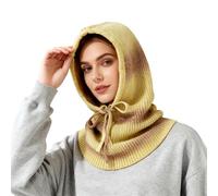 Pasamontañas 2 en 1 con bufanda con capucha, Balaclava de punto a prueba de viento suave para invierno, gorro y bufanda de una pieza, protector de cuello para mujer, A amarilla., Talla única