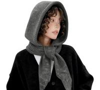 Pasamontañas 2 en 1 con bufanda con capucha, gorros de invierno para mujer, gorro de punto grueso a prueba de viento, cálido y cómodo, bufanda suave de punto de invierno con gorro, gorro de una pieza