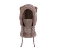 Pasamontañas 3 en 1 con Forro Polar for Mujer, Gorro de Punto, Bufanda, mascarilla, térmico, for Clima frío y Deportes al Aire Libre.(X047 Coffee 9206)