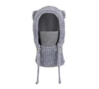 Pasamontañas 3 en 1 con Forro Polar for Mujer, Gorro de Punto, Bufanda, mascarilla, térmico, for Clima frío y Deportes al Aire Libre.(X047 Grey 9206)
