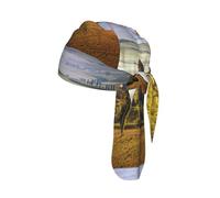 Pasamontañas, bandana, gorro ajustable para secado rápido, protección solar, deportes, Toscana vista desde la piedra, antiguo pueblo de Montepulciano, Italia, en un día nublado, naturaleza.