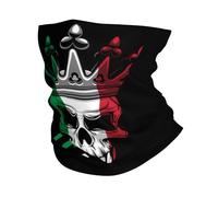 Pasamontañas Bandera Italiana Y Calavera De Italia Cuello Bufanda Multifuncional Bandana Durable Calentador De Cuello para Senderismo Cámping Ciclismo 25X50CM