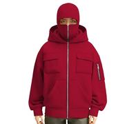 Pasamontañas con capucha para hombre, resistente al viento, cálida, con capucha, cremallera completa, sudaderas de ocio, abrigo ligero de moda, color sólido, camisetas de manga larga con bolsillos