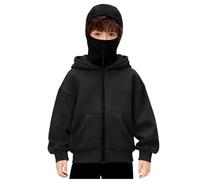 Pasamontañas con Capucha para niños y niñas, Sudadera con Capucha Doble Resistente al Viento, Manga Larga, cálida, suéter de Viaje de Moda