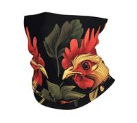Pasamontañas con estampado de dos grandes gallos uno frente al otro, pasamontañas, bufanda, cubrebocas, bandana, polainas para el cuello, para hombres y mujeres, color blanco