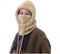 Pasamontañas con forro polar para mujer con calentador de cuello y orejeras, máscara de ciclismo de invierno resistente al viento para clima frío, deportes al aire libre, bufanda todo en uno para la