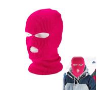 Pasamontañas de Punto de Invierno,Gorro de Esquí para Ciclismo Deportes al Aire Libre,Máscara de esquí Pasamontañas,Cubierta Facial Completa de Invierno,Pasamontaña de Punto de 3 Agujeros (Rosa)