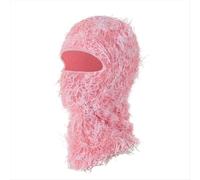 Pasamontañas desgastado de punto para hombre y mujer, color rosa