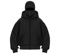 Pasamontañas Liso de Manga Larga con Capucha para niños y niñas - Suéter Informal Extragrande con cubrebocas con Cremallera - Forro Polar - Cálido - Chaqueta Informal de Invierno