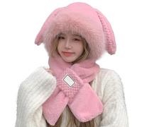 Pasamontañas para mujer cálida, Beret para mujer, invierno, carnaval, con diseño de conejo, bufandas gruesas y orejeras cómodas, perfectas para actividades al aire libre en clima frío
