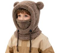 Pasamontañas Térmico de Invierno para Niños 4-10 Años, Multifunción Prueba de Viento Forro Polar Cálido Máscara de Esquí Ciclismo Sombreros Gorro con Calentador de Cuello, Mascarilla para Niños Niñas
