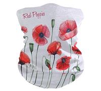 Pasamontañas Watercolor Red Poppy Flower Calentador De Cuello Antideslizante Cuello Bufanda Respirable Bandana para Cámping Correr Senderismo 25X50CM