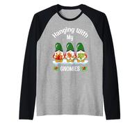 Pasando el rato con mis gnomos Lindos gnomos para Navidad, Divertidas Vacaciones Camiseta Manga Raglan