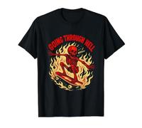 Pasando por el Infierno Weeeee Skating Skeleton Humor Oscuro Camiseta gráfica económica, Hombre, Negro, L