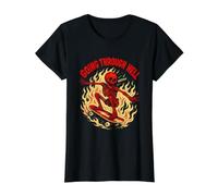 Pasando por el Infierno Weeeee Skating Skeleton Humor Oscuro Camiseta gráfica económica, Mujer, Negro, XL