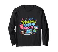 Pasaporte Laptop Repeat Travel Work Lifestyle Design Manga Larga