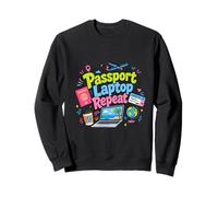 Pasaporte Laptop Repeat Travel Work Lifestyle Design Sudadera