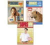 Pasatiempos Angel Europa Mega Pack Libros de Bolsillo, 100 páginas - Elige tu Pack de 3, 4 o 12 Libros de Sudokus, Sopas o Cruzadas - Formato Mini 11x16 cm, Envío Gratis (Pack 3 Libros Variado)