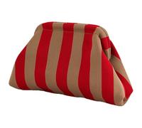 Pasbuteiy Albóndigas Para Mujer, Verano Playa Señoras Bolsos De Bloque De Color Bolsos, Bolso De Crochet Tejido Casual Con Cierre Beso Y Albóndigas De Punto Para Playa Cena, Bodas, oro rojo, Ver