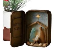 Pasbuteiy Belén de Navidad de Vidrio Flotante, Mini belén de Marino en una Lata, Pesebre religioso Hecho a Mano con decoración de Vidrio Flotante para el hogar, Escritorio, Dormitorio