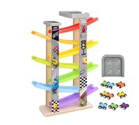 Pasbuteiy Pista Carreras con Rampa | con Parking y 7 Niveles de Juegos Educativos | Set Pista Carreras con Rampa Coches,para Interior Exterior Hogar Escuela Preescolar Jardín Cumpleaños