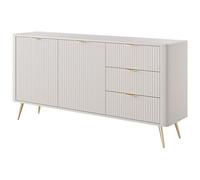 Pascal Morabito - Aparador de 2 Puertas y 3 cajones en MDF - Beige y Dorado - ELONARIA II de